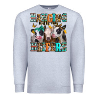 Heather Grey hanging with my heifers Premium Sweatshirt - Jasminsmagicworld