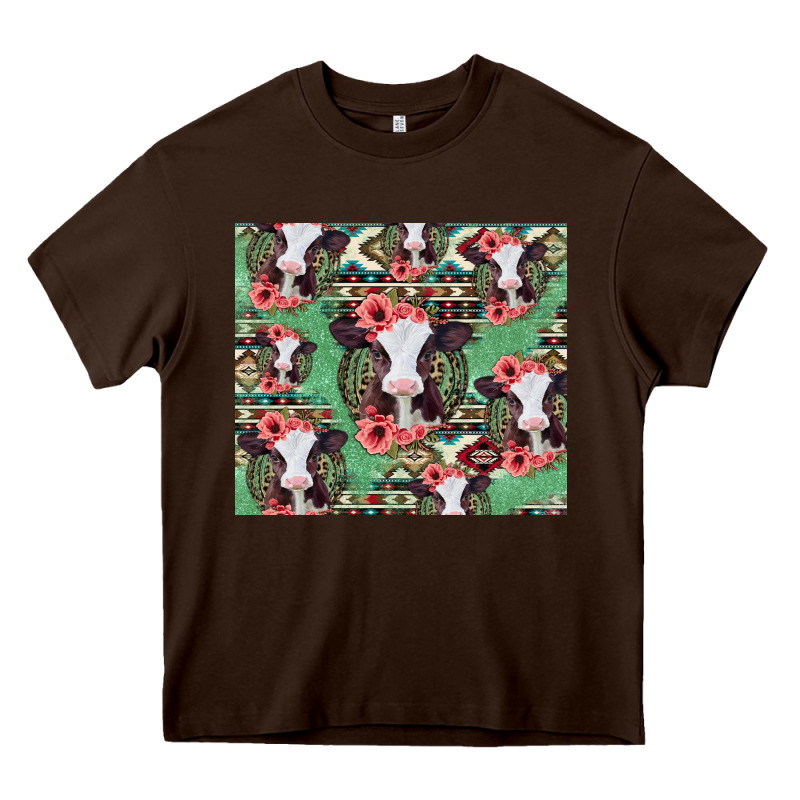 Baby Cow Floral Aztec Tumbler Heavy Core Tee by Jasminsmagicworld | Teevron