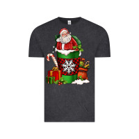 Vintage Black Christmas Santa Claus Coffee Cup Vintage Tee - FaDigitalArtStudio