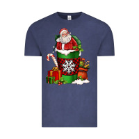 Vintage Denim Christmas Santa Claus Coffee Cup Vintage Tee - FaDigitalArtStudio