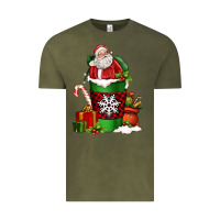 Vintage Olive Christmas Santa Claus Coffee Cup Vintage Tee - FaDigitalArtStudio