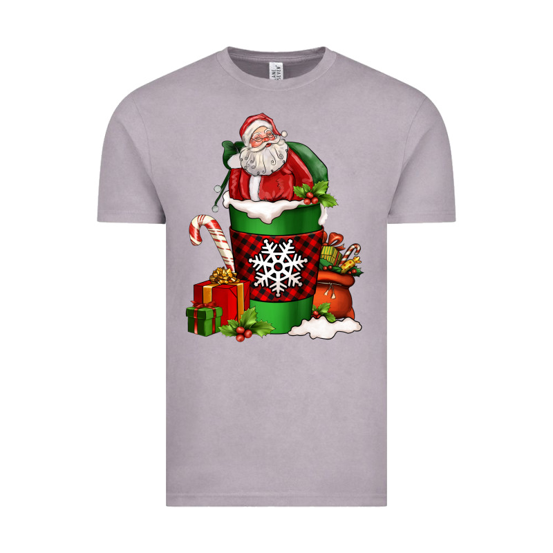 Christmas Santa Claus Coffee Cup Vintage Tee by FaDigitalArtStudio | Teevron