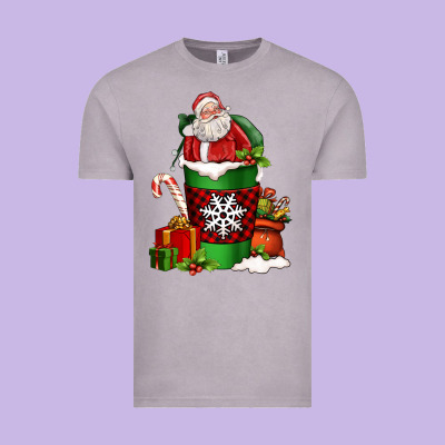 Christmas Santa Claus Coffee Cup Vintage Tee Designed By Fadigitalartstudio