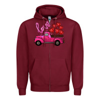 Burgundy valentines day turck with balloons Zipper Hoodie - RanaPortraitStore