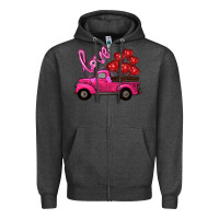 Charcoal Heather valentines day turck with balloons Zipper Hoodie - RanaPortraitStore