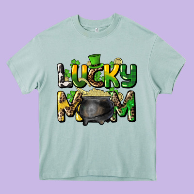 Lucky Mom St. Patrick's Heavy Core Tee Designed By Howdyjamesfarm