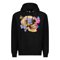 Black skull flora butterfly Premium Hoodie - Artiststas