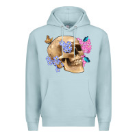 Blue Mist skull flora butterfly Premium Hoodie - Artiststas