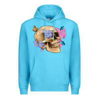Ocean Blue skull flora butterfly Premium Hoodie - Artiststas