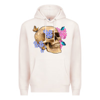 Pale Pink skull flora butterfly Premium Hoodie - Artiststas