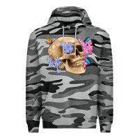 Slate Camo skull flora butterfly Premium Hoodie - Artiststas