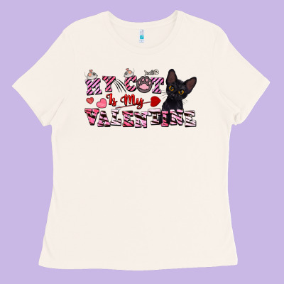 My Cat Is My Valentine Ladies Tee Designed By Fadigitalartstudio