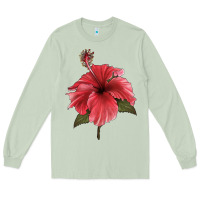 Matcha Puerto Rican Hibiscus Flower Illustrations Long Sleeve Tee - LillyAllenDesigns