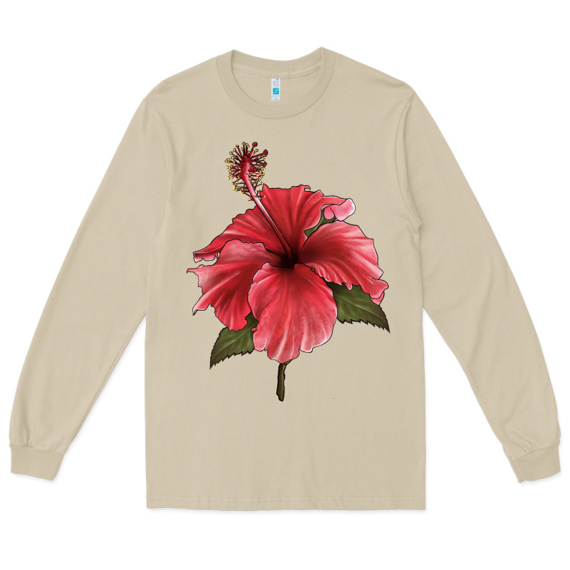 Puerto Rican Hibiscus Flower Illustrations Long Sleeve Tee by LillyAllenDesigns | Teevron