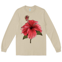 Mushroom Puerto Rican Hibiscus Flower Illustrations Long Sleeve Tee - LillyAllenDesigns