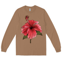 Toasted Coconut Puerto Rican Hibiscus Flower Illustrations Long Sleeve Tee - LillyAllenDesigns