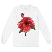White Puerto Rican Hibiscus Flower Illustrations Long Sleeve Tee - LillyAllenDesigns