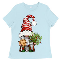 Baby Blue Christmas Gnome With Cookie Ladies Tee - BundleAndBundleShop