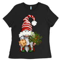 Black Christmas Gnome With Cookie Ladies Tee - BundleAndBundleShop