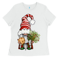 White Christmas Gnome With Cookie Ladies Tee - BundleAndBundleShop