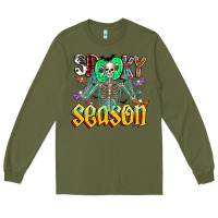 Army Green Spooky Season Long Sleeve Tee - CowhideDigitalArt