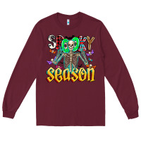 Burgundy Spooky Season Long Sleeve Tee - CowhideDigitalArt
