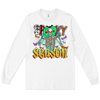 White Spooky Season Long Sleeve Tee - CowhideDigitalArt