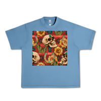 Pebble Blue western skull aztec seamless pattern Urban Heavy Tee - BundleAndBundleShop