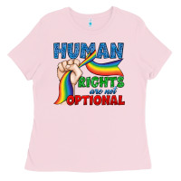 Bubblegum Pink Human Rights Are Not Optional Ladies Tee - BundleAndBundleShop