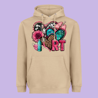 Rt Respiratory Therapist Hearts Heavyweight Hoodie Designed By Jasminsmagicworld