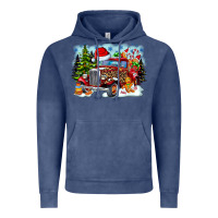 Vintage Denim Christmas truck Vintage Hoodie - CowhideDigitalArt