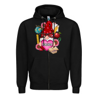 Black valentines day teacher gnome Zipper Hoodie - RanaPortraitStore