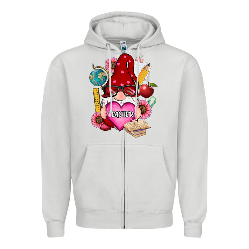 Valentines Day Teacher Gnome Zipper Hoodie by RanaPortraitStore | Teevron