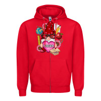 Red valentines day teacher gnome Zipper Hoodie - RanaPortraitStore