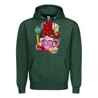 Sports Green valentines day teacher gnome Zipper Hoodie - RanaPortraitStore