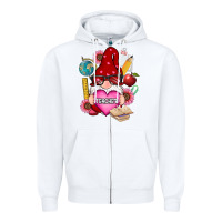 White valentines day teacher gnome Zipper Hoodie - RanaPortraitStore