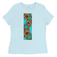 Baby Blue american football with leopard pen wraps Ladies Tee - BundleAndBundleShop