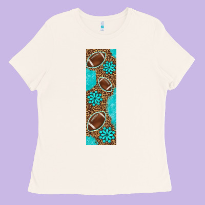 American Football With Leopard Pen Wraps Ladies Tee Designed By Bundleandbundleshop