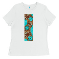 White american football with leopard pen wraps Ladies Tee - BundleAndBundleShop