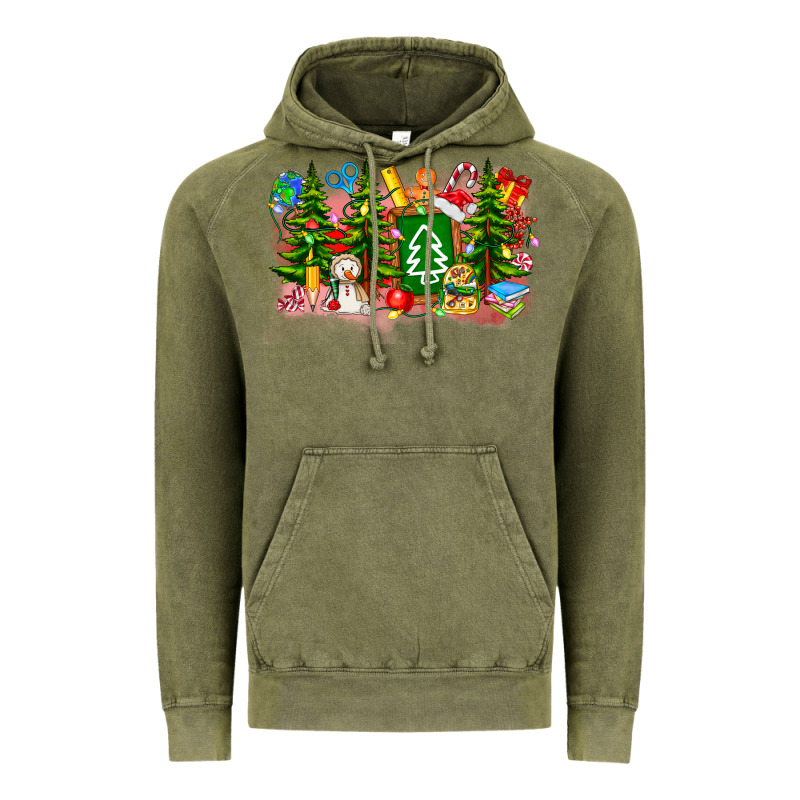 Christmas Teacher Vintage Hoodie by CowhideDigitalArt | Teevron