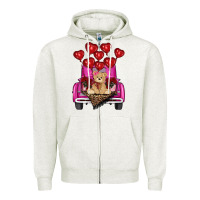 Oatmeal Heather valentines day tedybear truck Zipper Hoodie - RanaPortraitStore