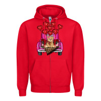 Red valentines day tedybear truck Zipper Hoodie - RanaPortraitStore