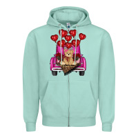 Seafoam valentines day tedybear truck Zipper Hoodie - RanaPortraitStore