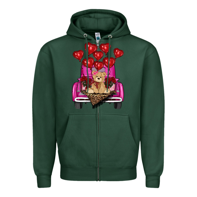 Valentines Day Tedybear Truck Zipper Hoodie by RanaPortraitStore | Teevron