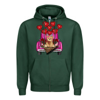 Sports Green valentines day tedybear truck Zipper Hoodie - RanaPortraitStore