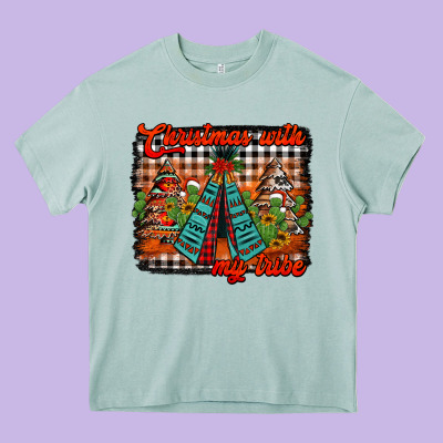 Christmas With My Tribe Heavy Core Tee Designed By Jasminsmagicworld