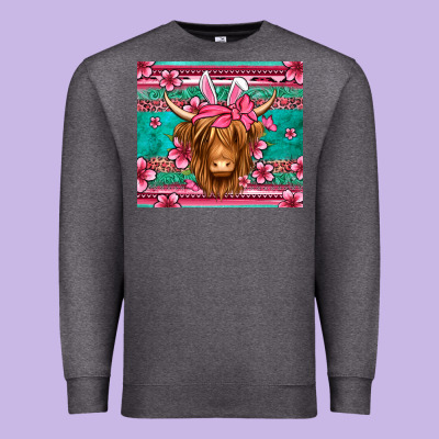 Easter Longhaired Cow Premium Sweatshirt Designed By Jasminsmagicworld