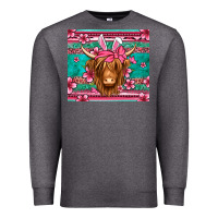 Charcoal Heather easter longhaired cow Premium Sweatshirt - Jasminsmagicworld