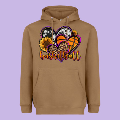 Basketball Hearts Heavyweight Hoodie Designed By Jasminsmagicworld