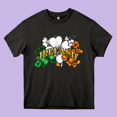 St. Patrick's Ireland Flag Heavy Core Tee Designed By Howdyjamesfarm